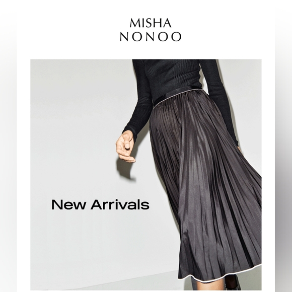 Misha Nonoo Black Pleated 'Saturday' Pleated Skirt Midi Meghan Markle Size S NWT - Picture 7 of 12